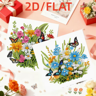 Preview: Diamond Painting 6 Stück Blumenstrauss Schmetterlinge